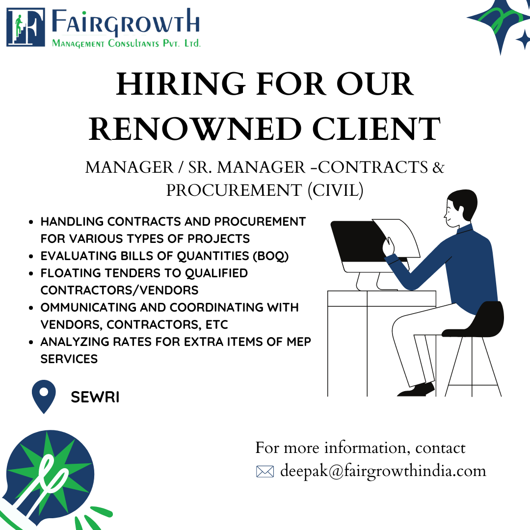 Manager   Senior Manager – Contracts & Procurement (civil) - Fairgrowth